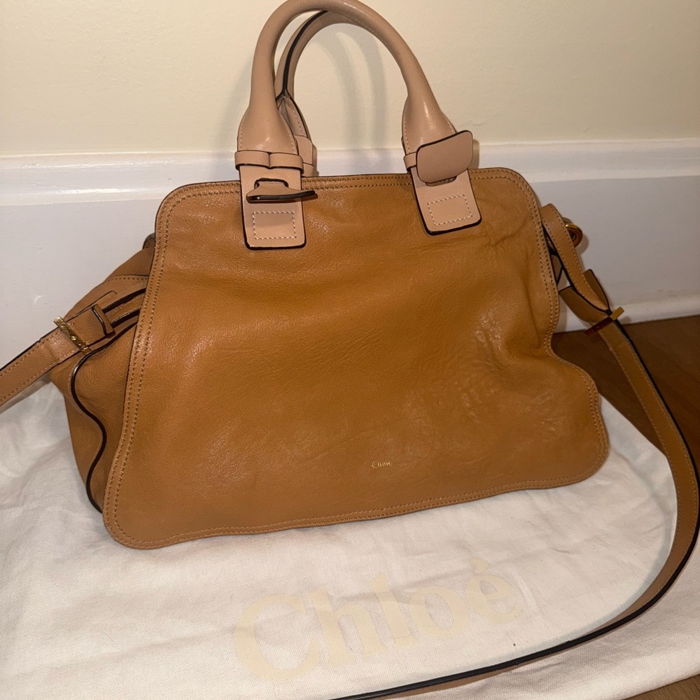 Chloe - Wet Sand Leather Fynn Small Leather Satchel Bag